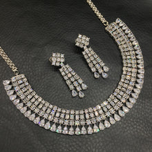 Silver Zircon/AD Necklace Set - Dazzles Jewellery