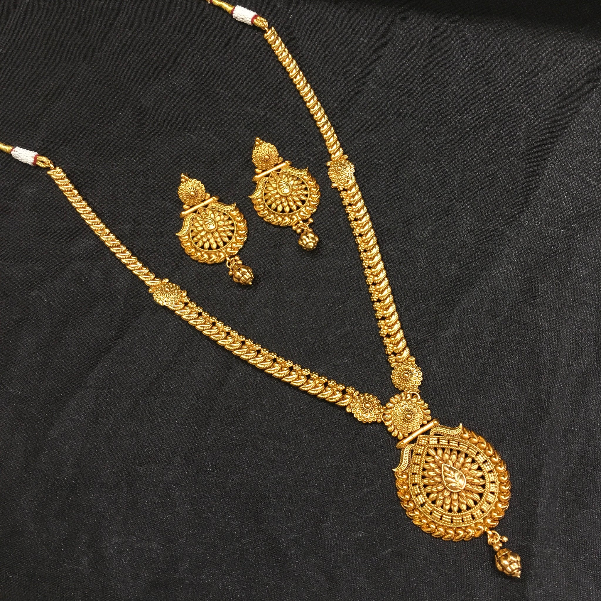 Long Neck Antique Necklace Set 5864-28 - Dazzles Jewellery