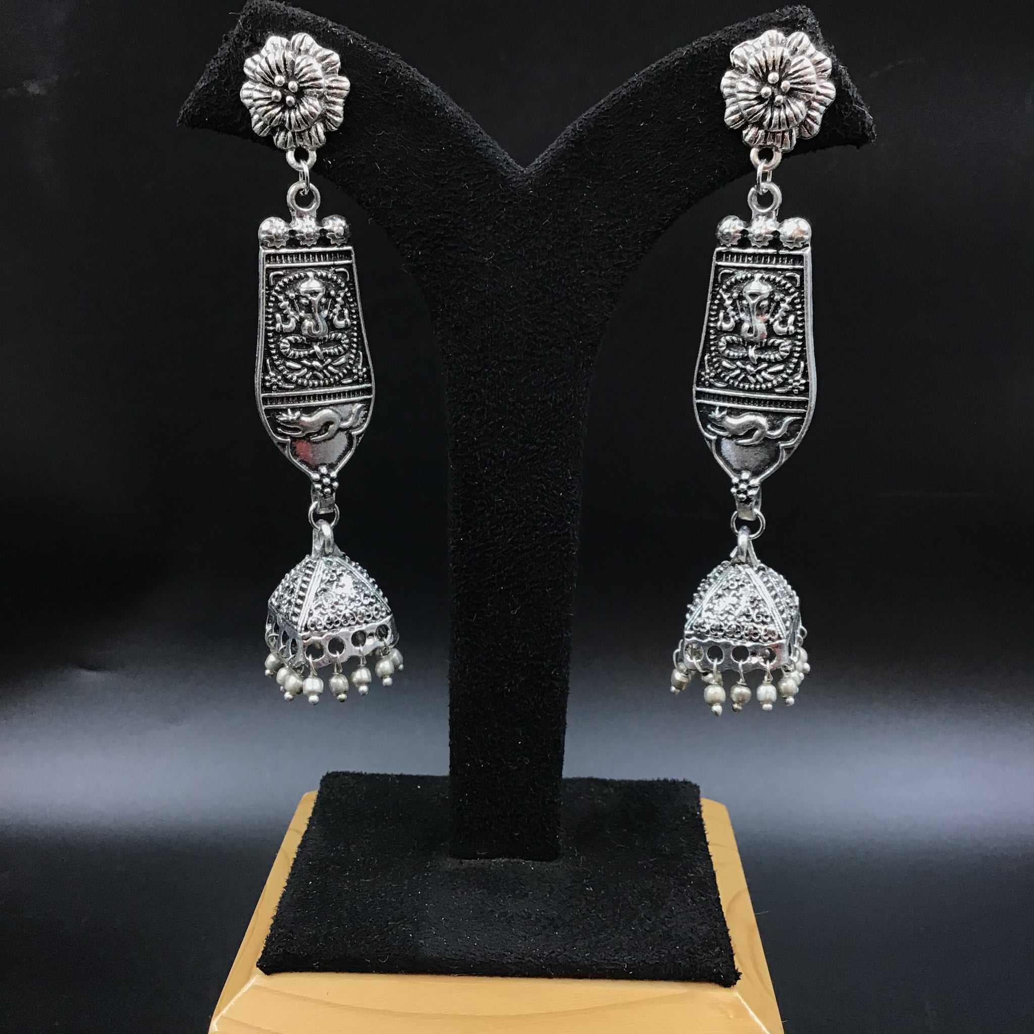 Silver Oxidized Earring - Dazzles Jewellery