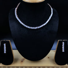 Rose Gold Zircon/AD Necklace Set - Dazzles Jewellery