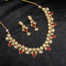 Ruby Kundan Necklace Set - Dazzles Jewellery