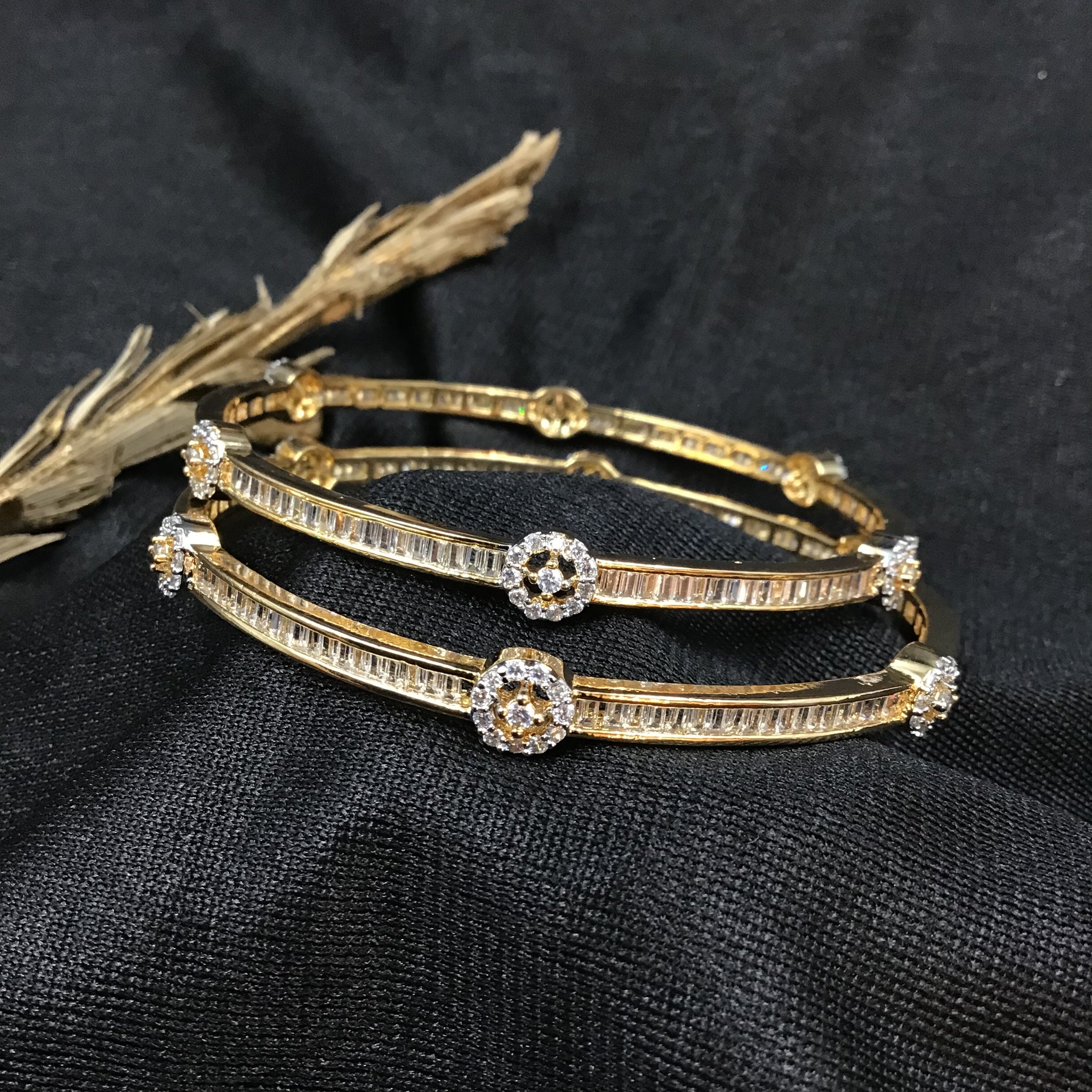 Pack of 2 Zircon/AD Bangles 3402-08 - Dazzles Jewellery