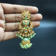 Designer kundan necklace set with meenakari work and paired jhumki - Dazzles Jewellery