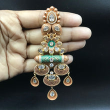 Green Meenakari Zircon/AD Danglers 4955-9020 - Dazzles Jewellery