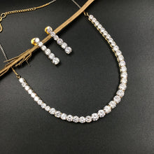 Single Line Round Neck Zircon/AD Necklace 3269-08 - Dazzles Jewellery