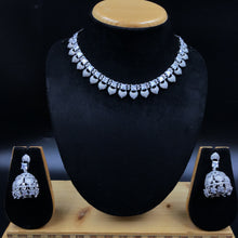 Silver Zircon/AD Necklace Set 15206-2353 - Dazzles Jewellery