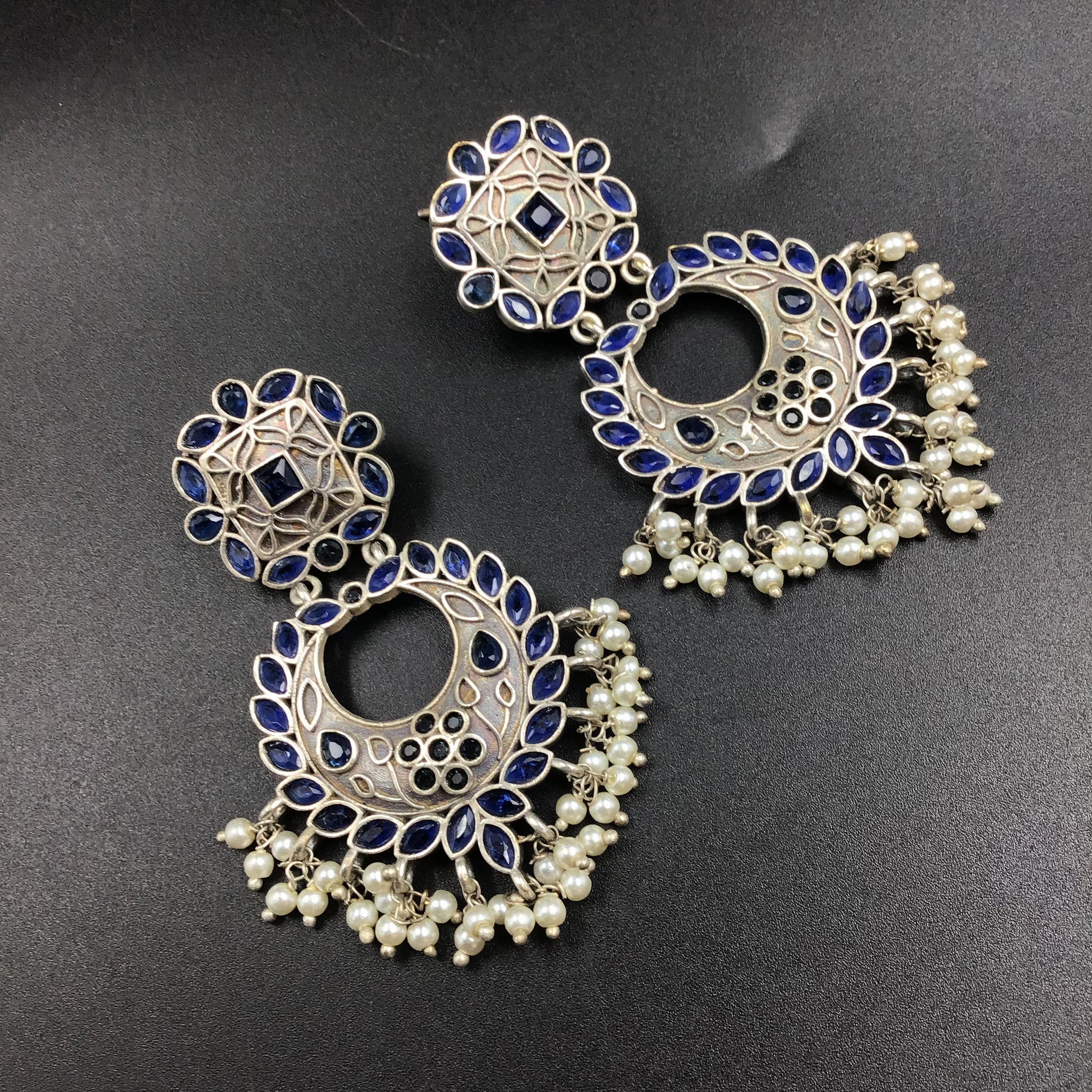 Chandbali Oxidized Earring 4703-59 - Dazzles Jewellery