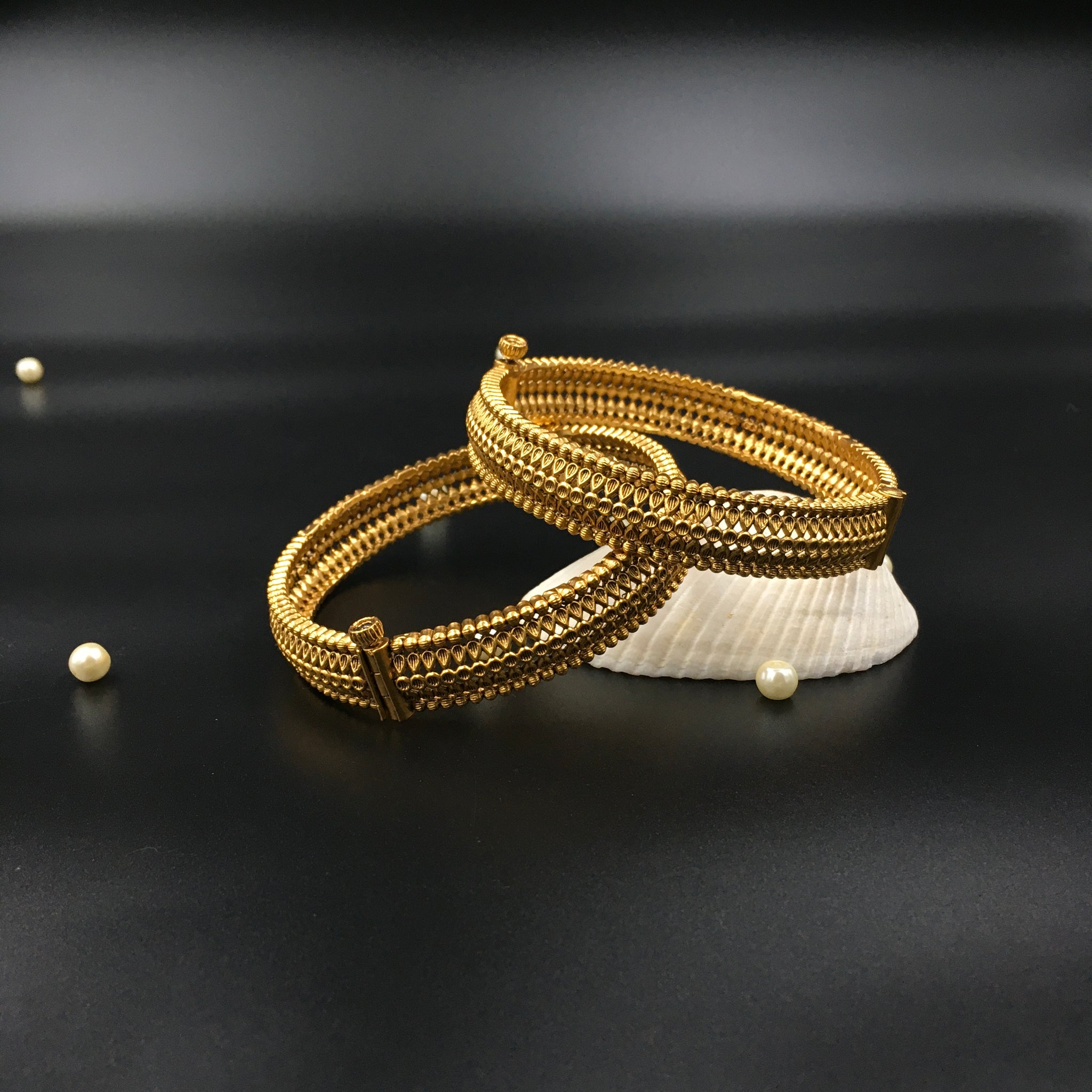 Antique Gold Finish Bangles/Kada 6334-28 - Dazzles Jewellery