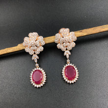 Rose Gold Zircon/AD Earring 5483-69 - Dazzles Jewellery