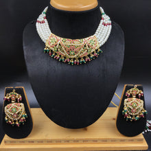 Ruby Green Jadau Necklace Set - Dazzles Jewellery