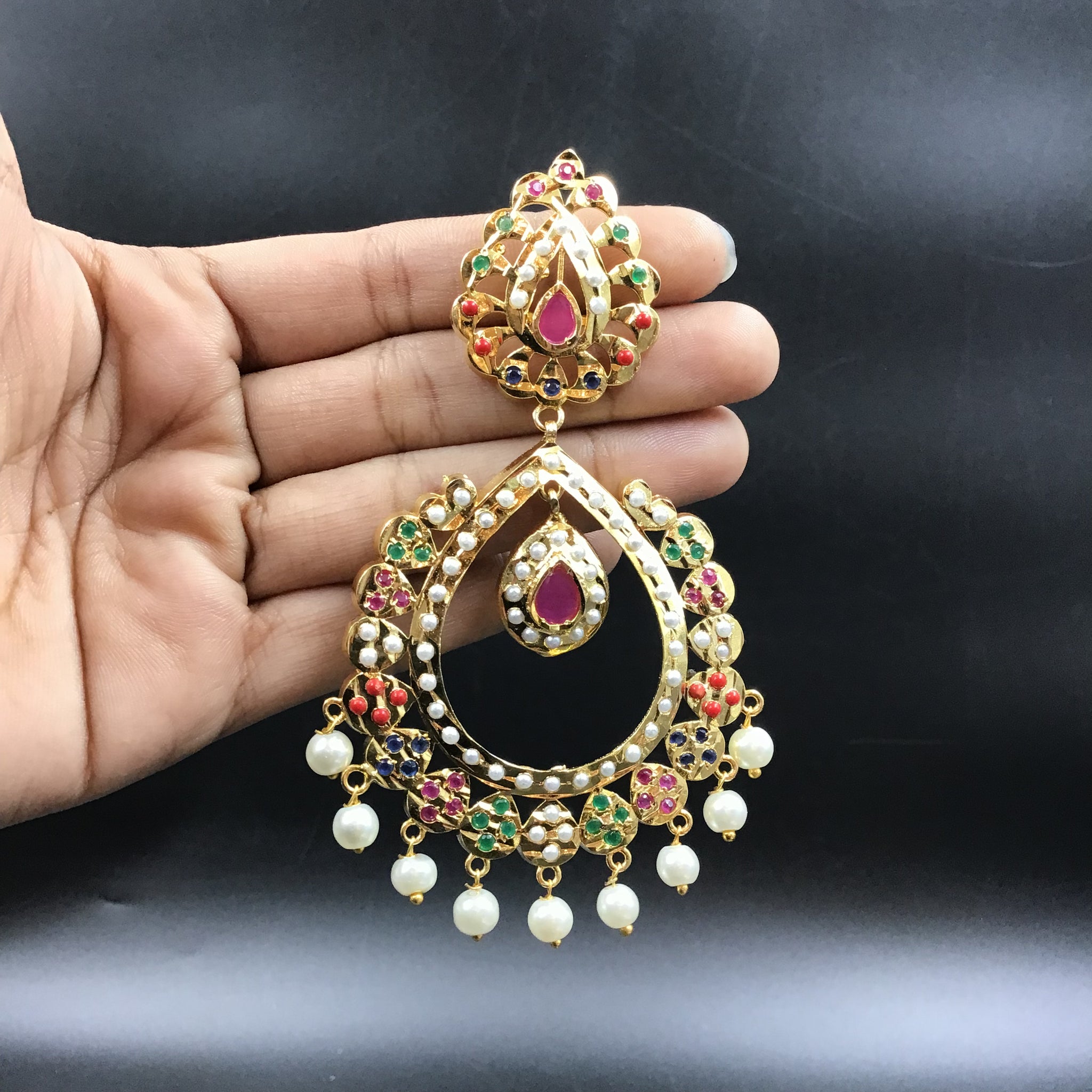 Chandbali Jadau Earring 5987-65 - Dazzles Jewellery