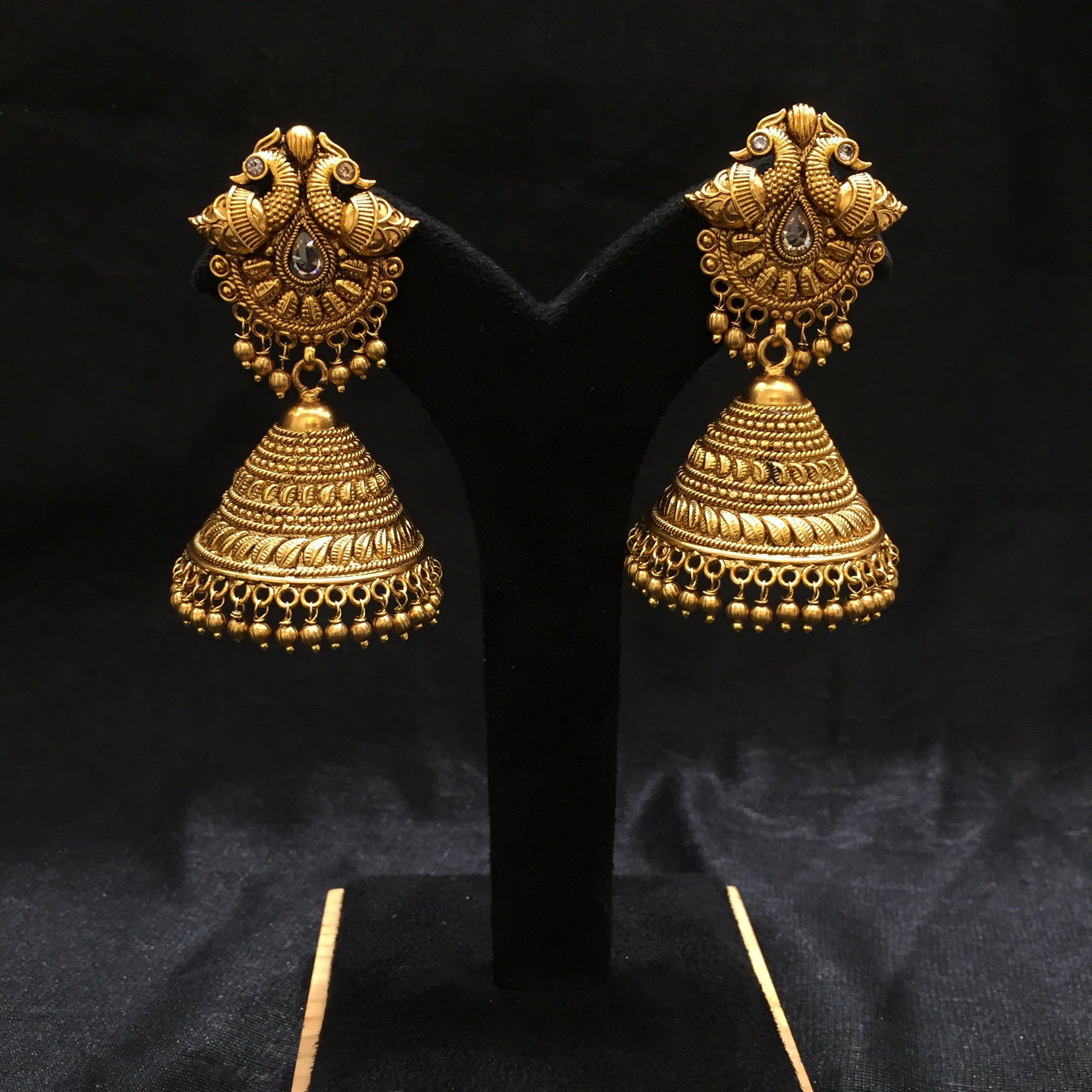 Jhumki Antique Earring 5843-28 - Dazzles Jewellery