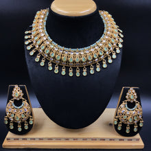 Mint Green Gold Plated Necklace Set 12676-9200 - Dazzles Jewellery