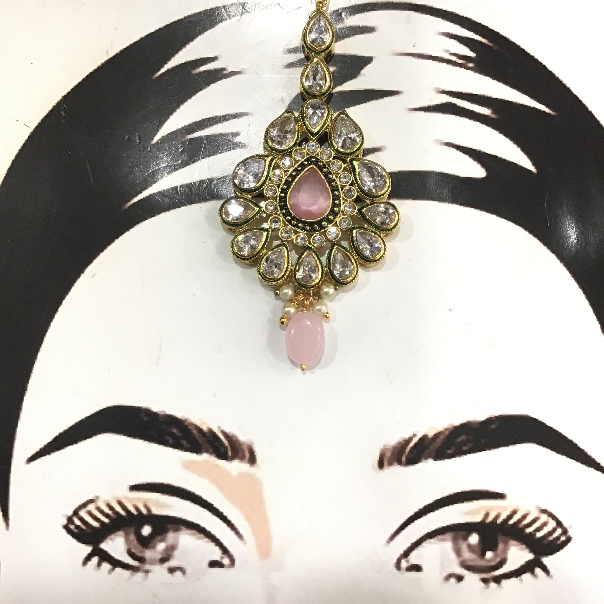 Kundan Polki Maang Tikka 4965-21 - Dazzles Jewellery
