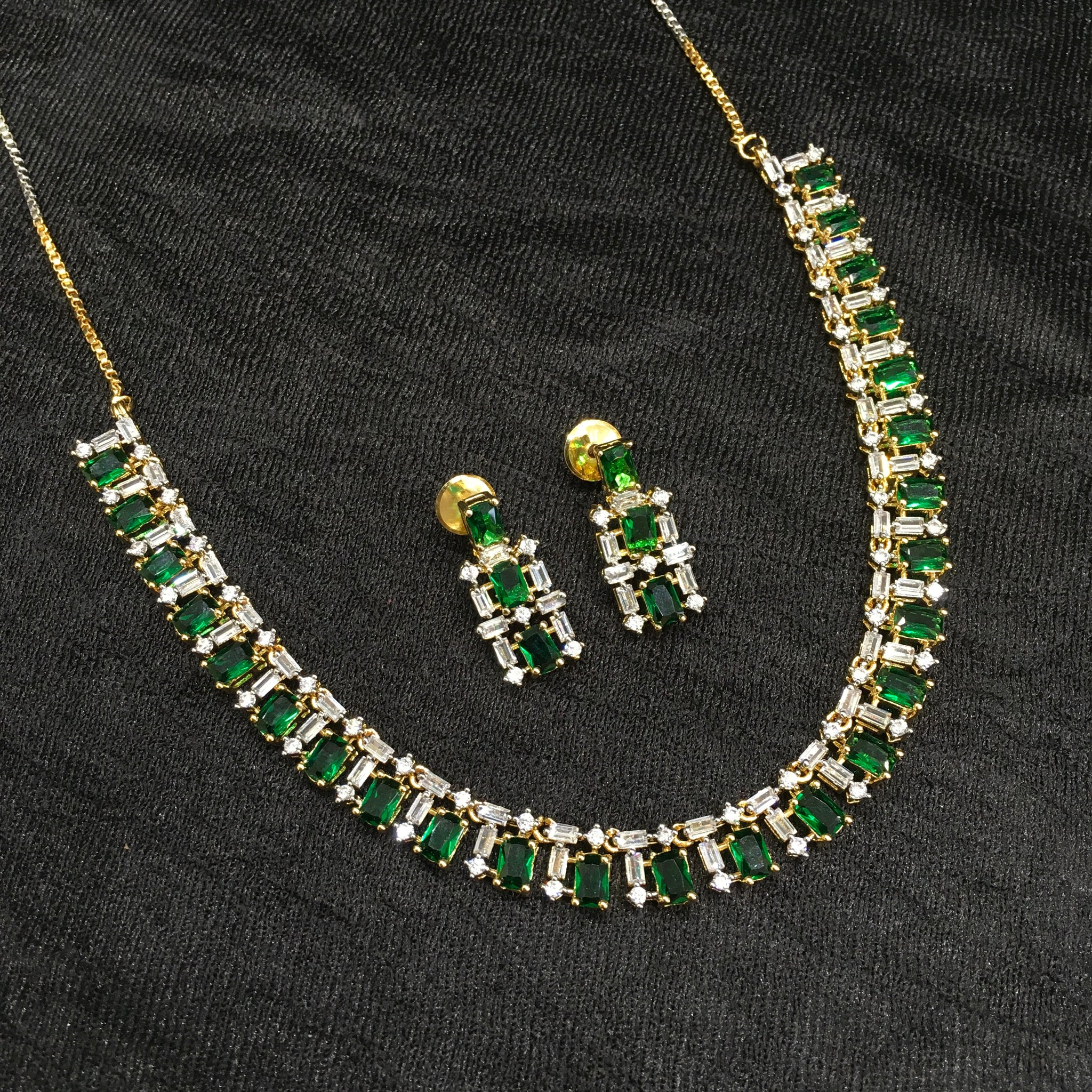 Round Neck Zircon/AD Necklace Set 6194-08 - Dazzles Jewellery