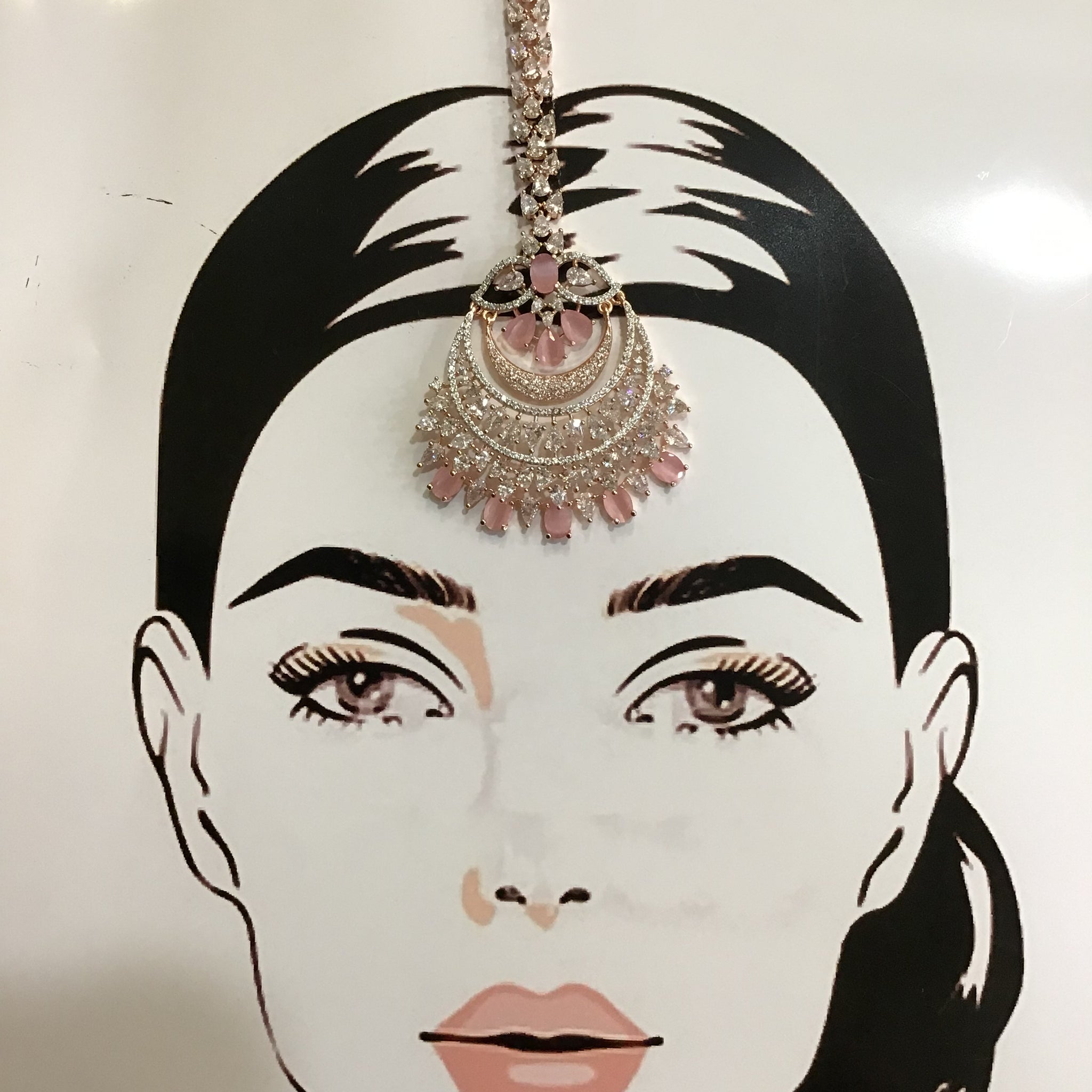 Zircon/AD Maang Tikka 1195-69 - Dazzles Jewellery