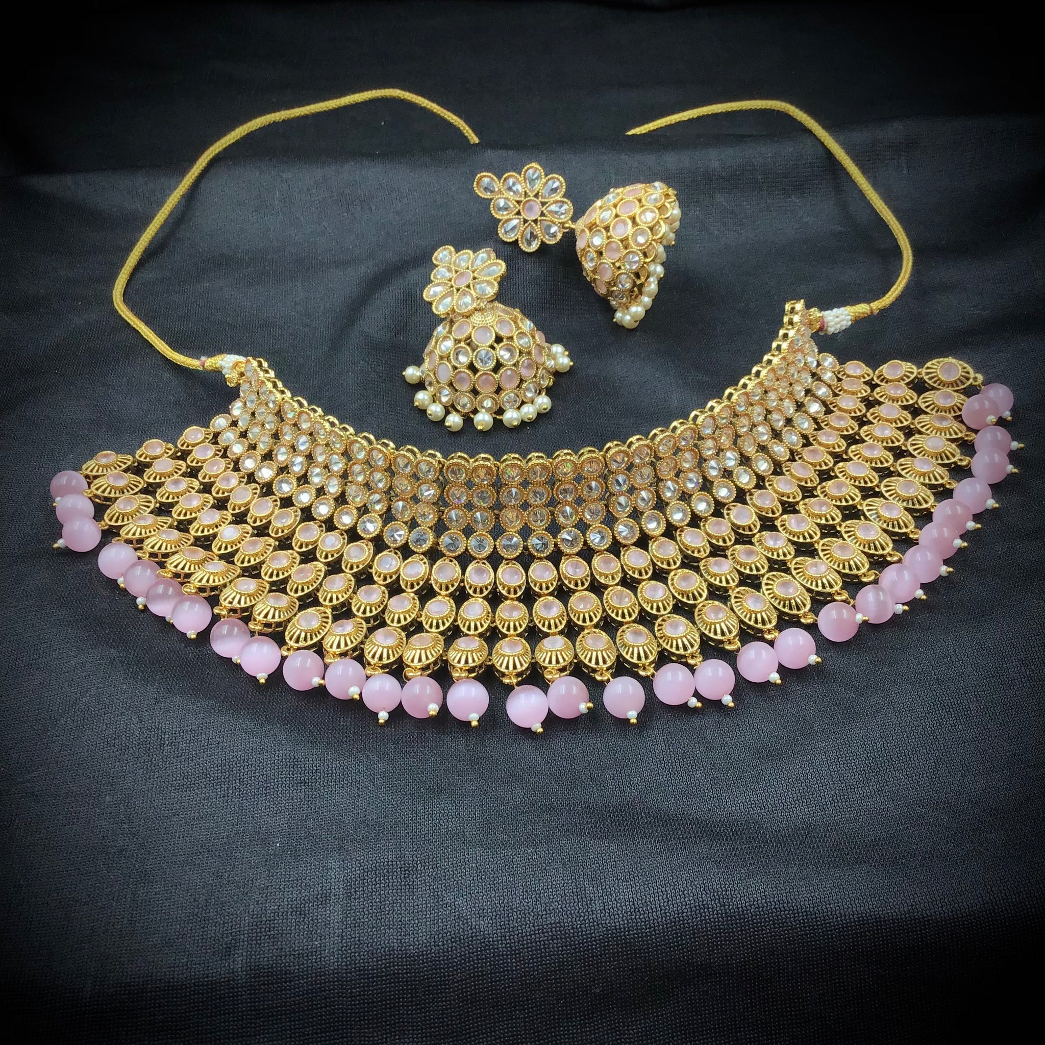 Antique Gold Finish Necklace Set - Dazzles Jewellery