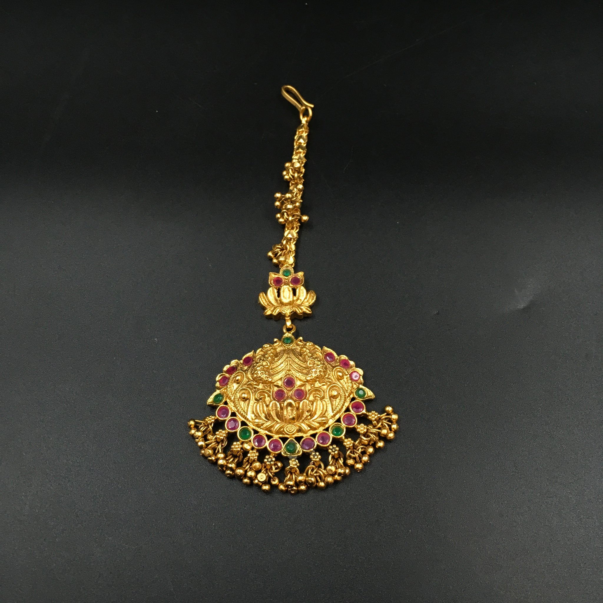 Antique Gold Polish Maang Tikka 3817-28 - Dazzles Jewellery