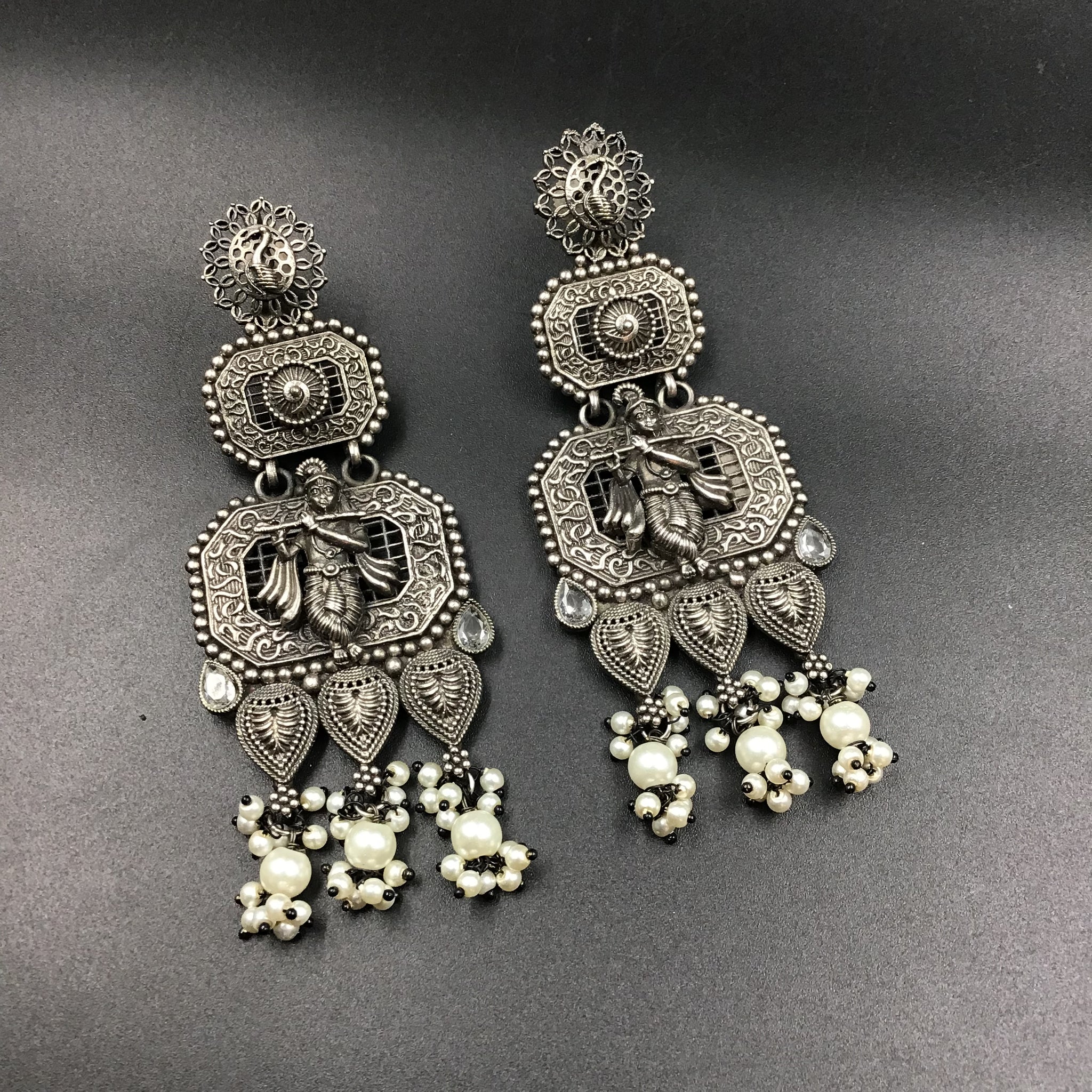 Danglers Oxidized Earring 4334-81 - Dazzles Jewellery