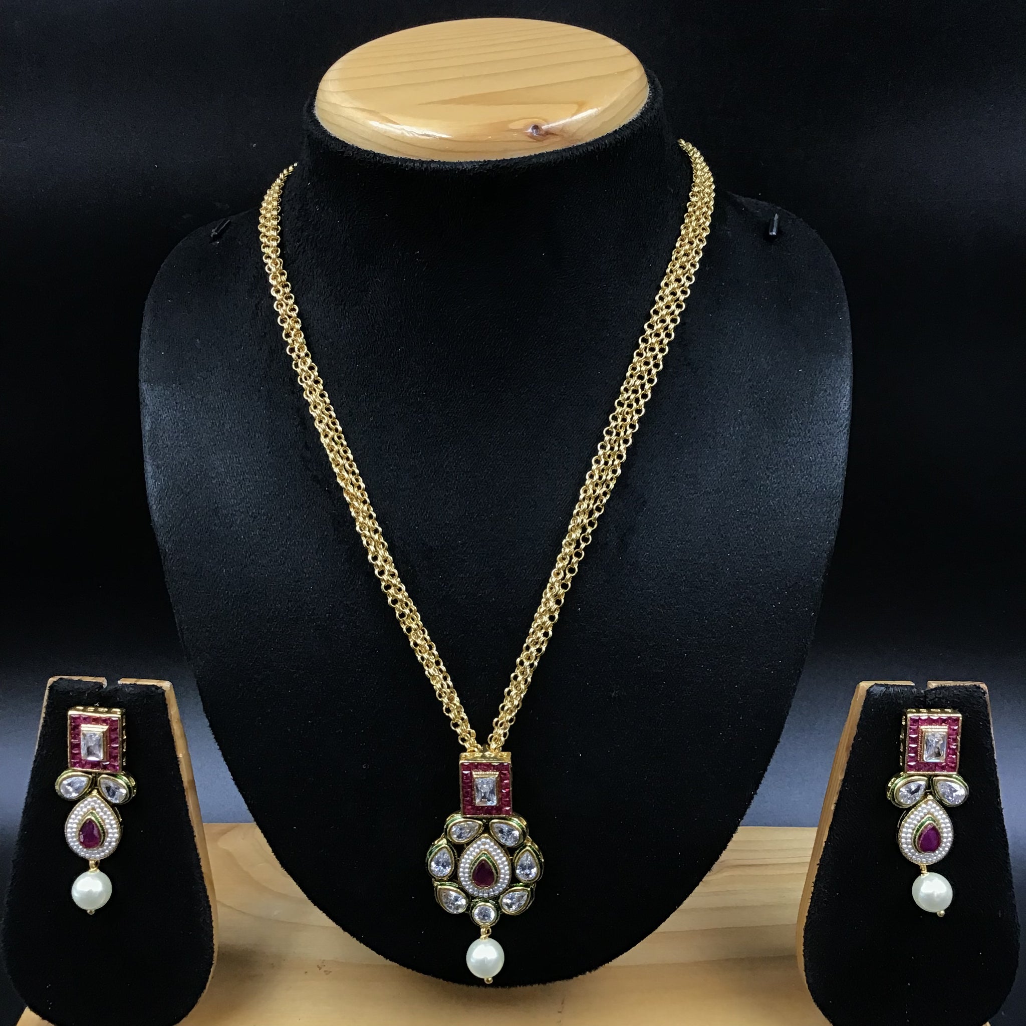 Light Polki Pendant Set 4890-21 - Dazzles Jewellery