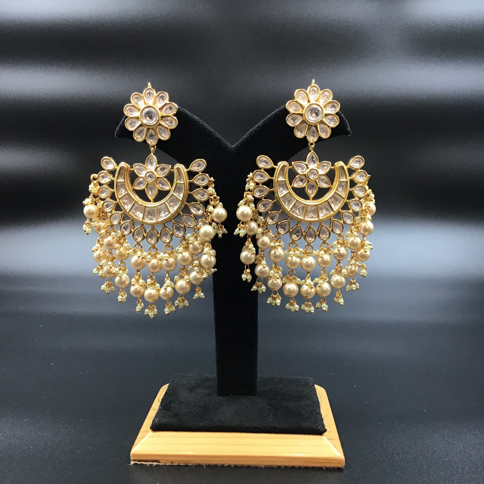 White Kundan Chandbali 12147-8457 - Dazzles Jewellery