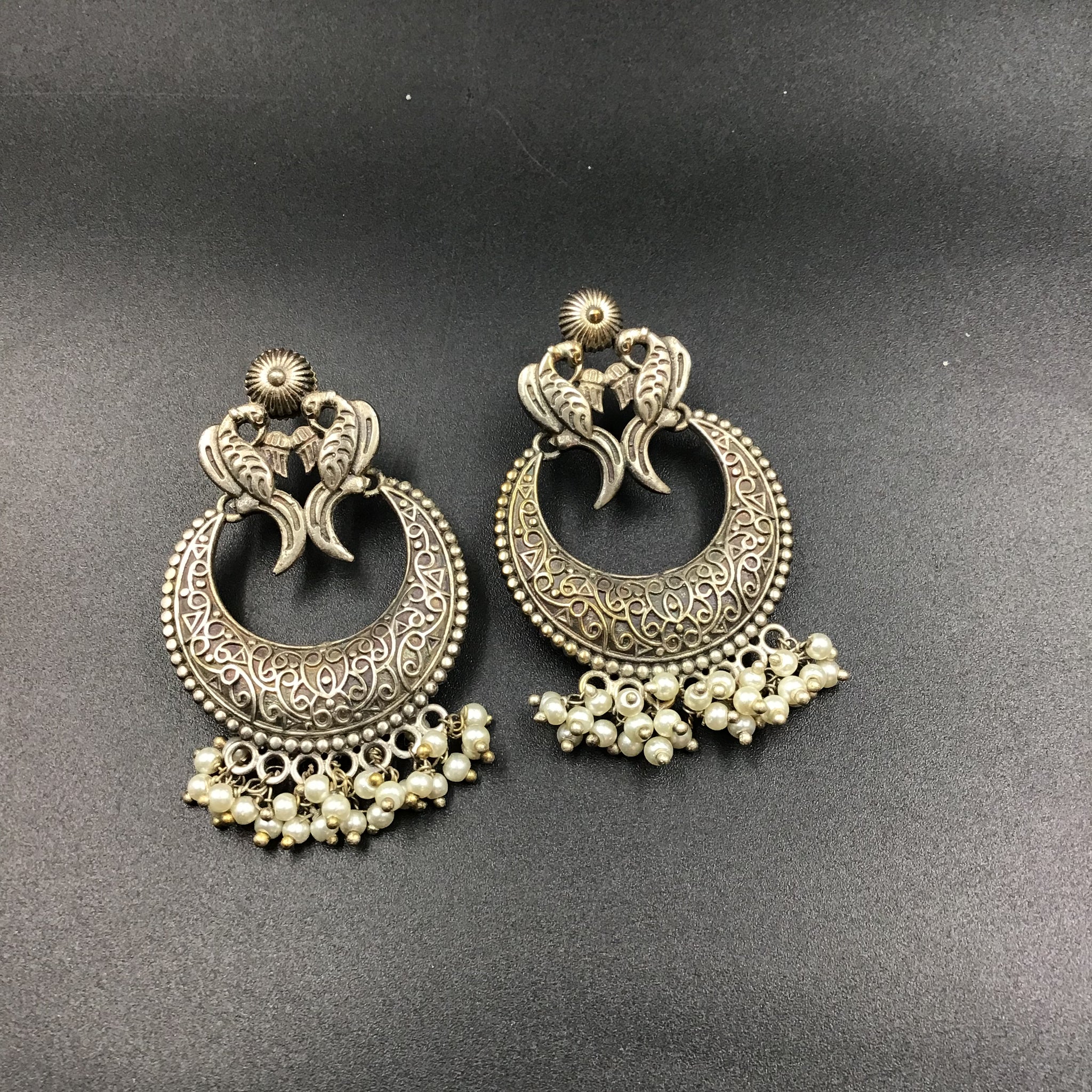 Silver Oxidized Earring - Dazzles Jewellery