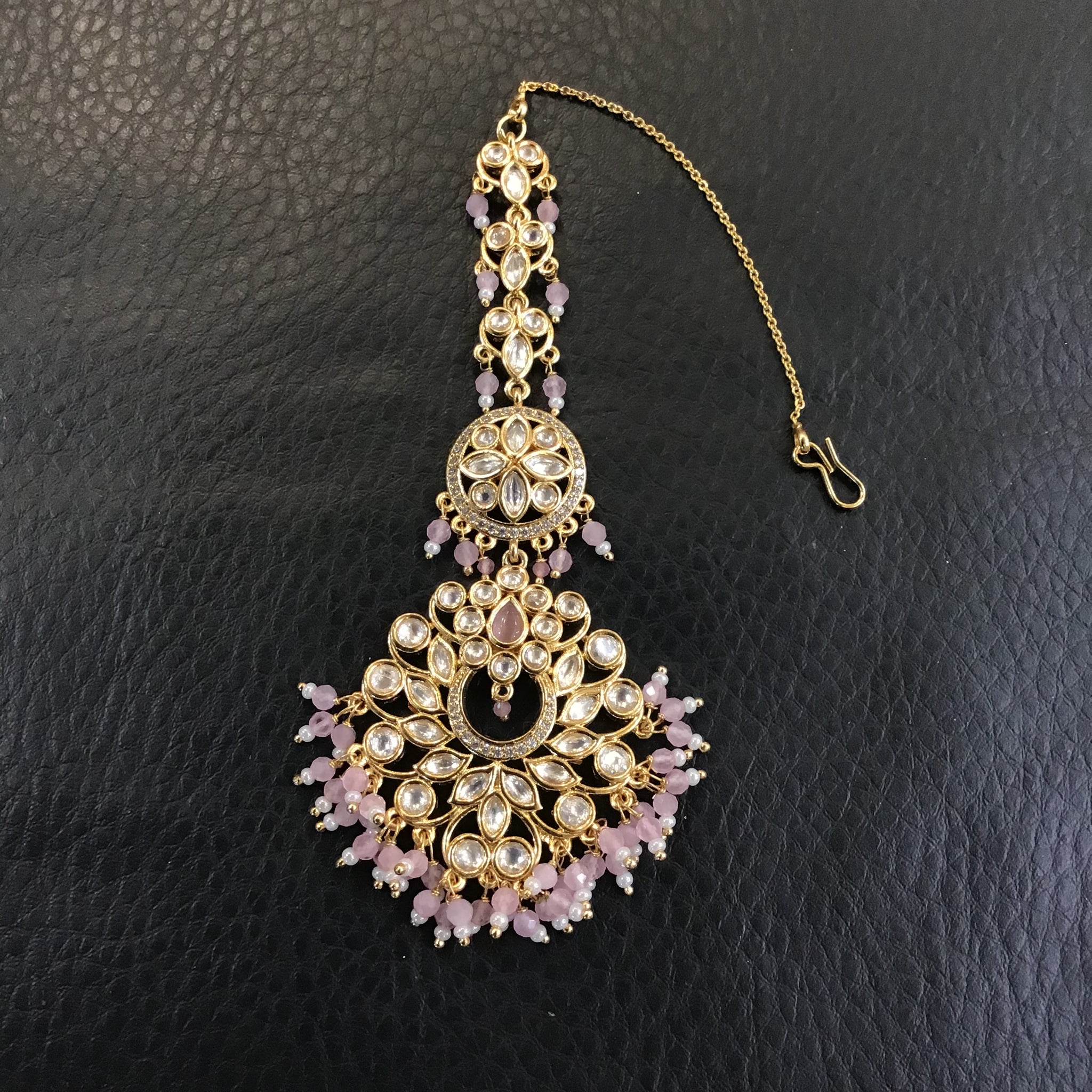 Kundan Pink Maang Tikka 19914-7098 - Dazzles Jewellery