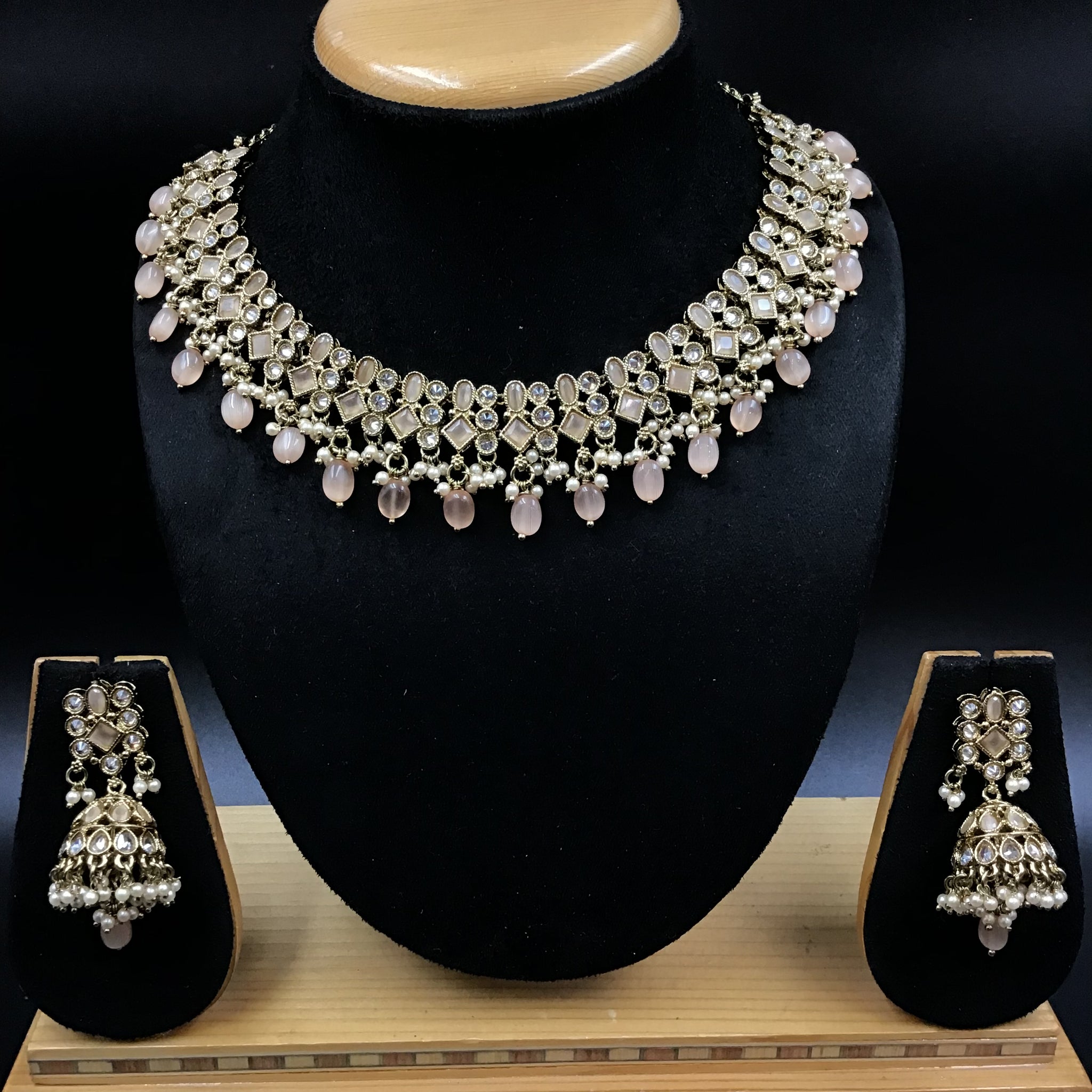 Round Neck Antique Necklace Set 3693-28 - Dazzles Jewellery