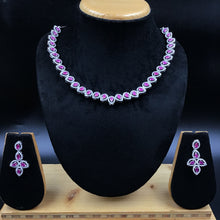 Ruby Zircon/AD Necklace Set   18931-6113 - Dazzles Jewellery