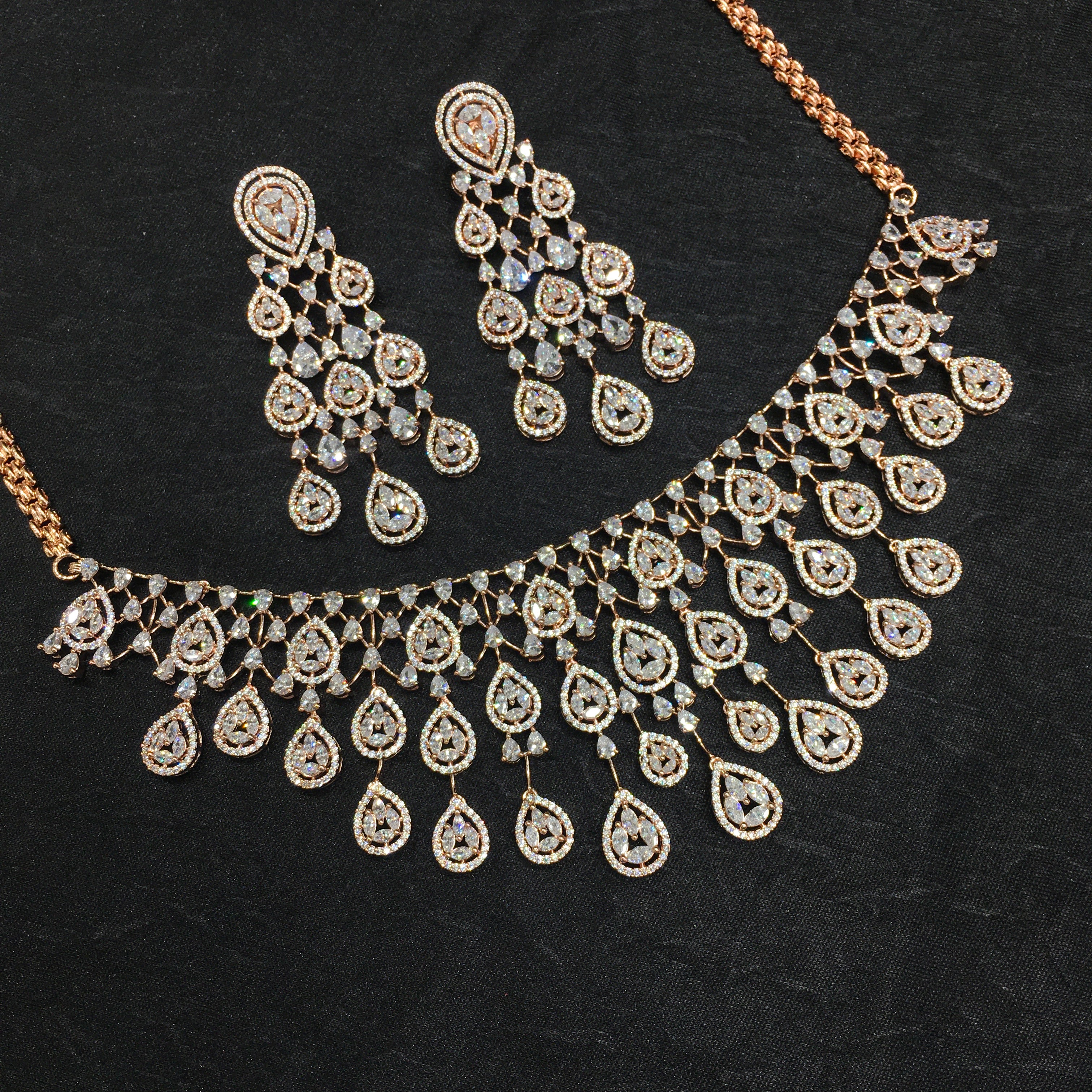 Round Neck Zircon/AD Necklace Set 6221-08 - Main Image