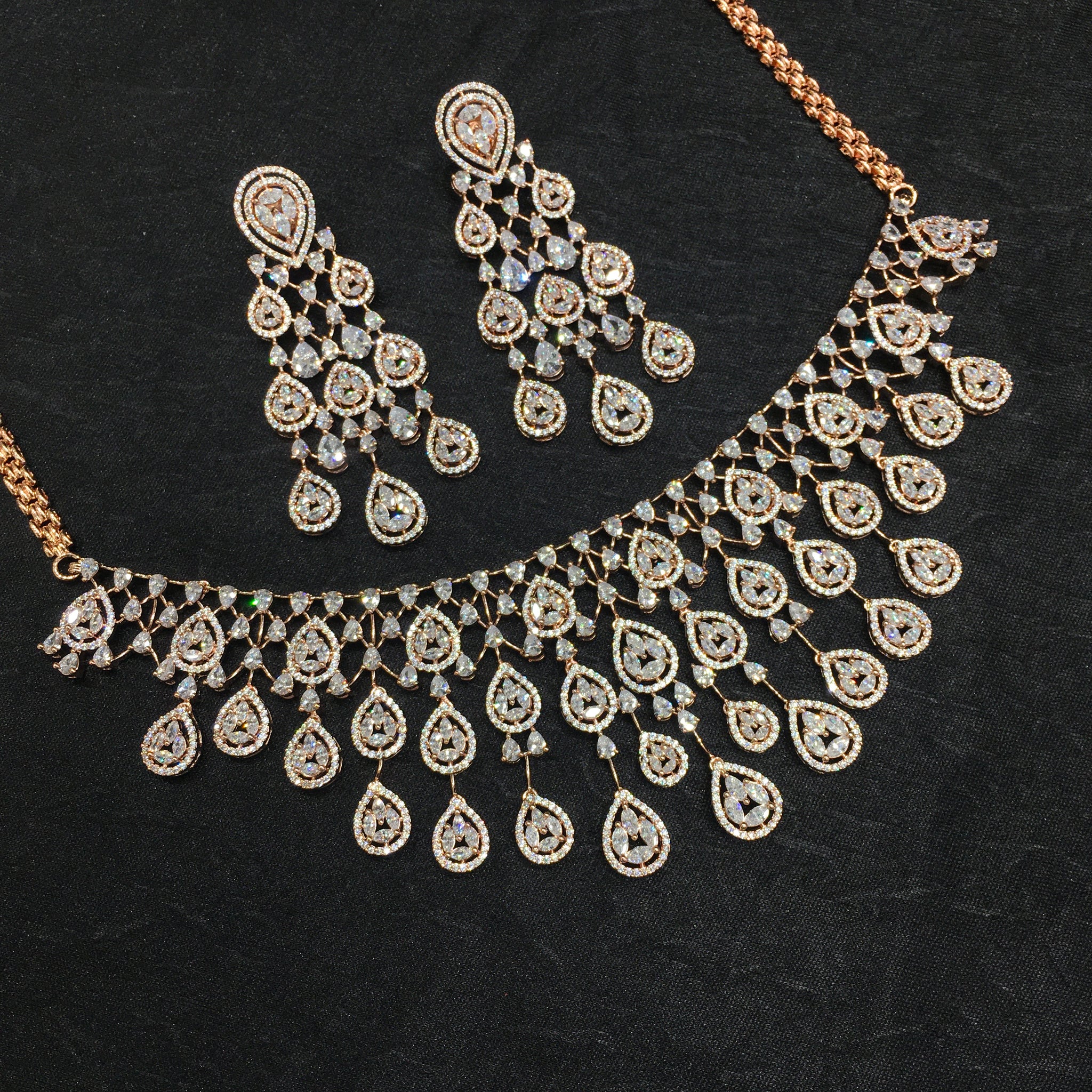 Round Neck Zircon/AD Necklace Set 6221-08 - Dazzles Jewellery