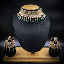Green Gold Look Necklace Set 9526-4390 - Dazzles Jewellery