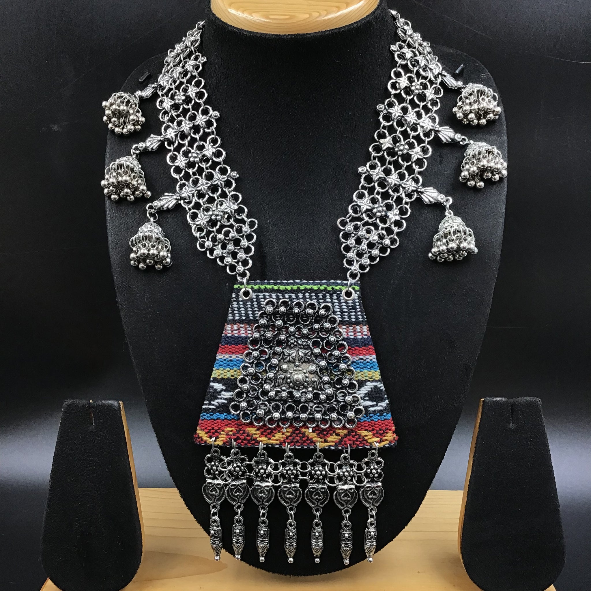 Heavy Oxidized Pendant Set 5043-R-1 - Dazzles Jewellery