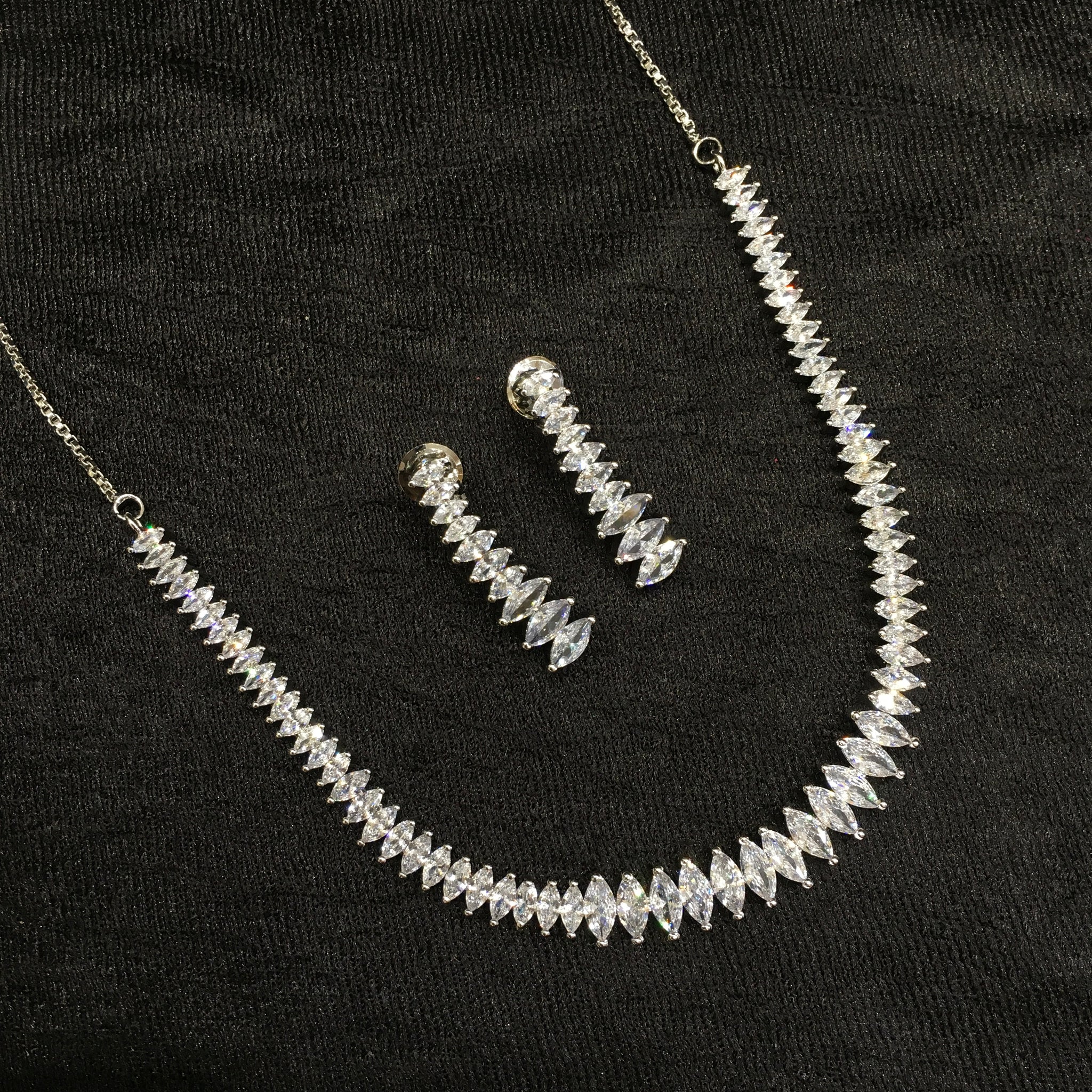 Round Neck Zircon/AD Necklace Set 6218-08 - Dazzles Jewellery