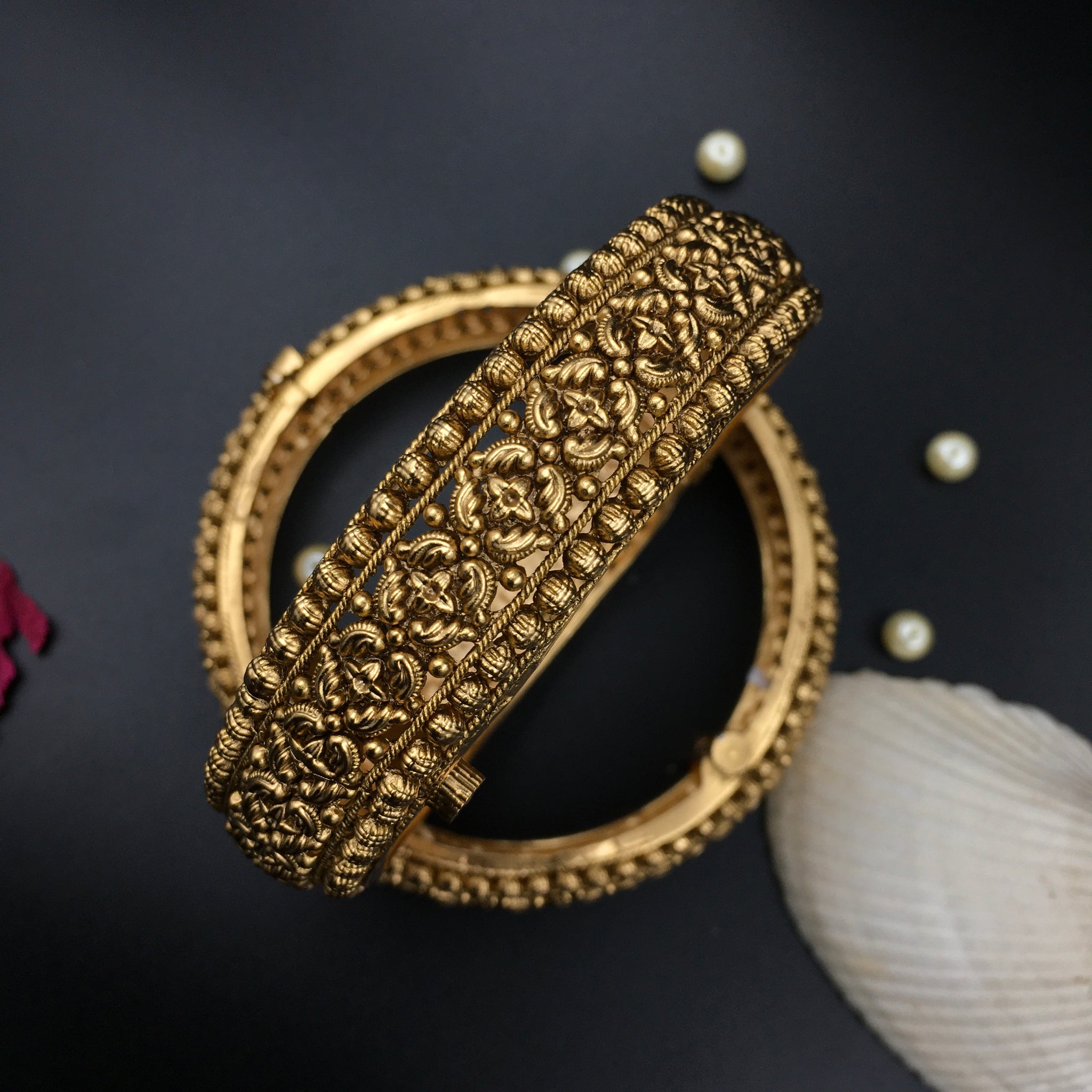 Antique Gold Finish Bangles/Kada 6319-28 - Dazzles Jewellery