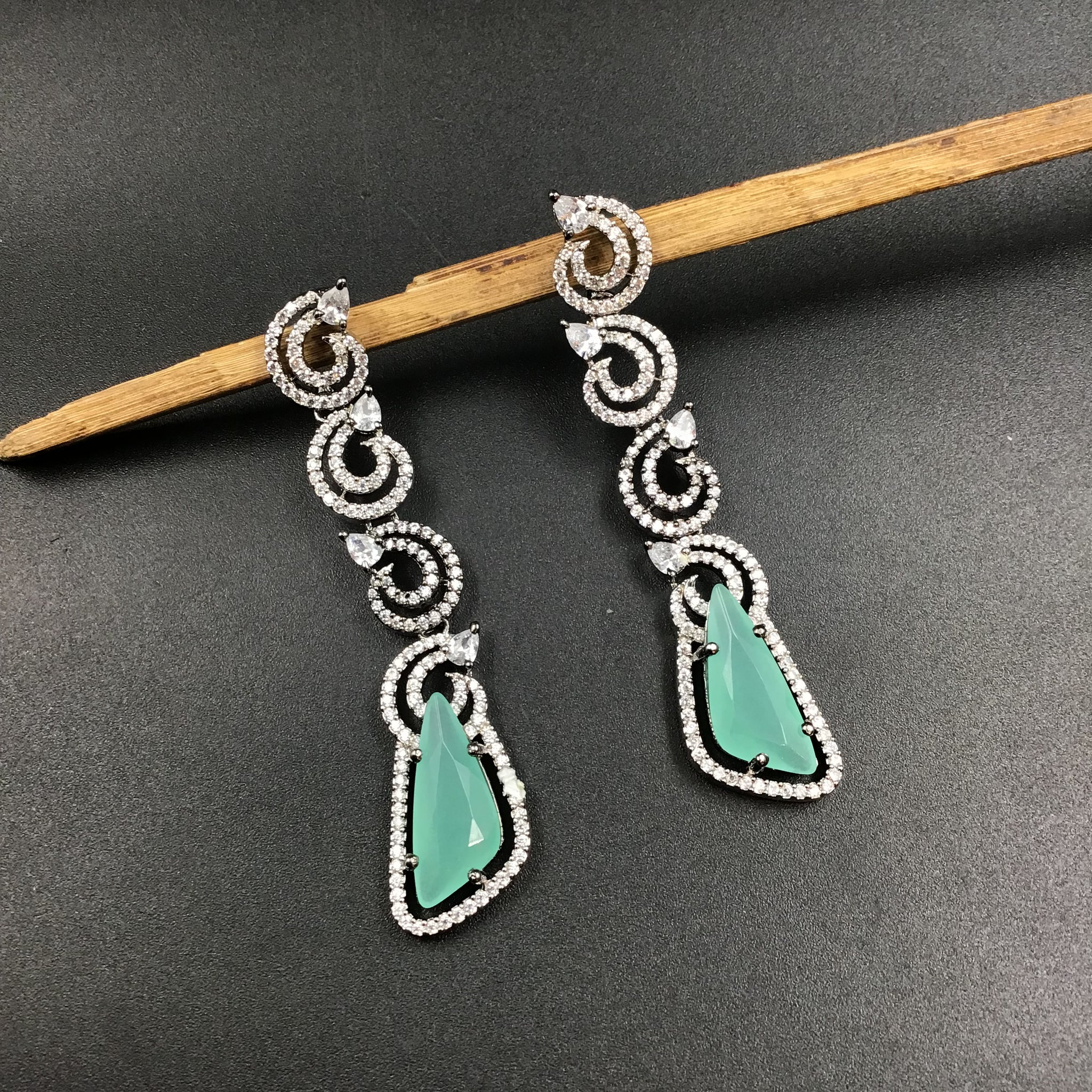 Mint Green Zircon/AD Earring - Dazzles Jewellery