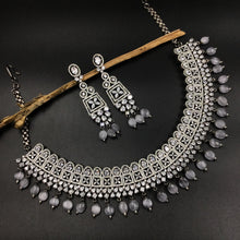 Gray Zircon/AD Necklace Set 11567-7679 - Dazzles Jewellery