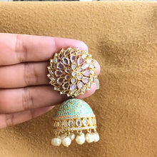 Mint Green Zircon/AD Earring 2492-6557 - Dazzles Jewellery